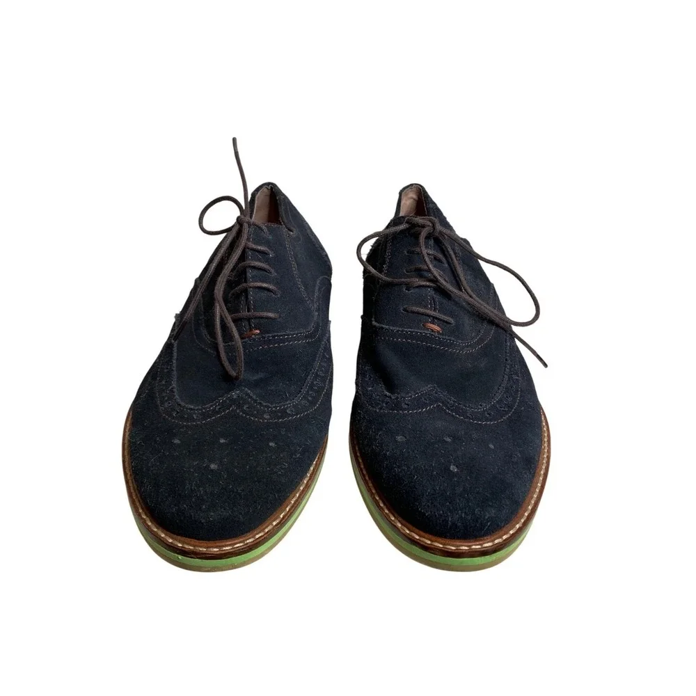 Banana Republic Mens Suede Wingtip Oxford Dress Shoes Navy Size‎ 10.5